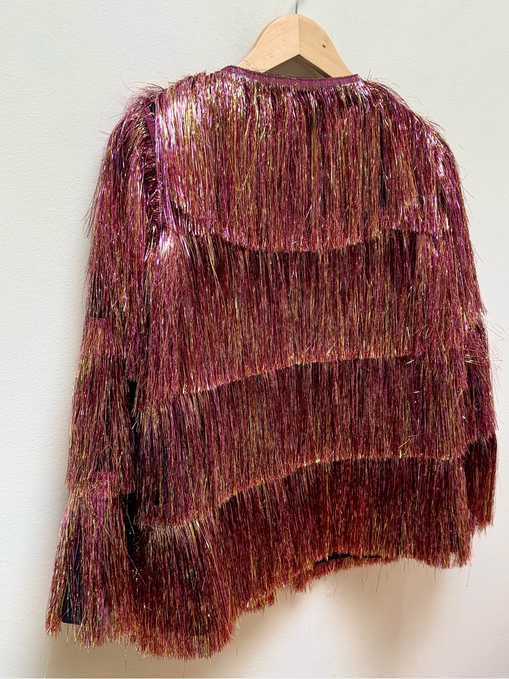 NastyGal *NEW* Metallic Pink Tinsel Fringe Party Jacket - Picture 11 of 15